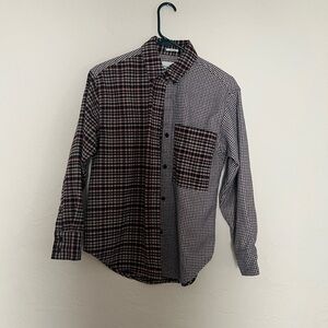 Abercrombie Oversized Color Block Plaid  Flannel Shirt